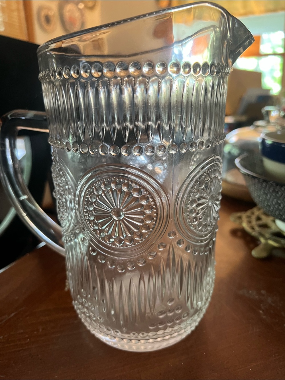 Pioneer Woman Adeline Clear Glass Pitcher Farmhouse Chic 8.5" High 54 oz